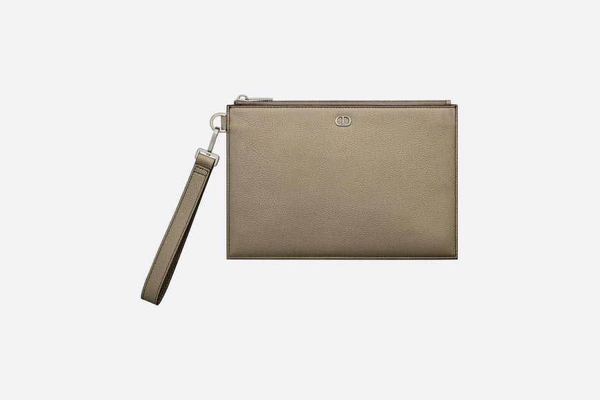 A5 Pouch • Beige Grained Calfskin with CD Icon Signature