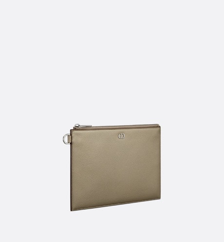 A5 Pouch • Beige Grained Calfskin with CD Icon Signature