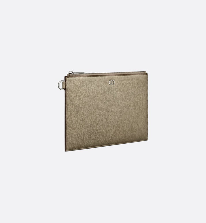 A5 Pouch • Beige Grained Calfskin with CD Icon Signature