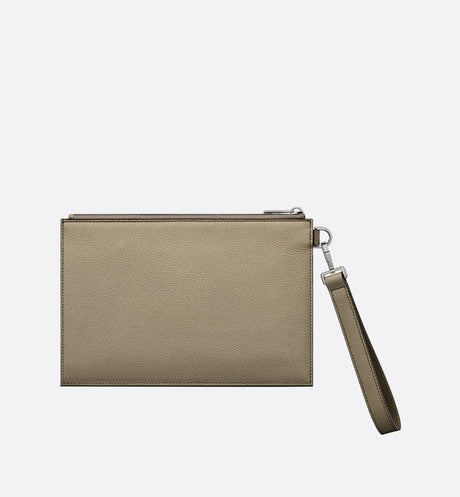 A5 Pouch • Beige Grained Calfskin with CD Icon Signature