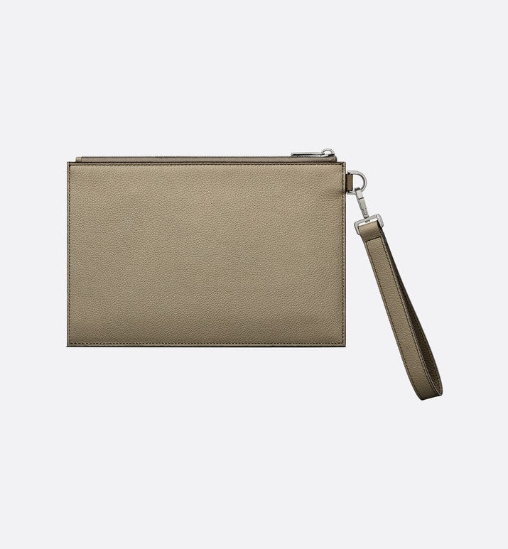 A5 Pouch • Beige Grained Calfskin with CD Icon Signature