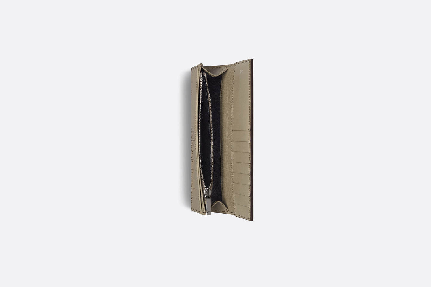 Vertical Long Wallet • Beige Grained Calfskin with CD Icon Signature