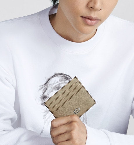 Card Holder • Beige Grained Calfskin with CD Icon Signature