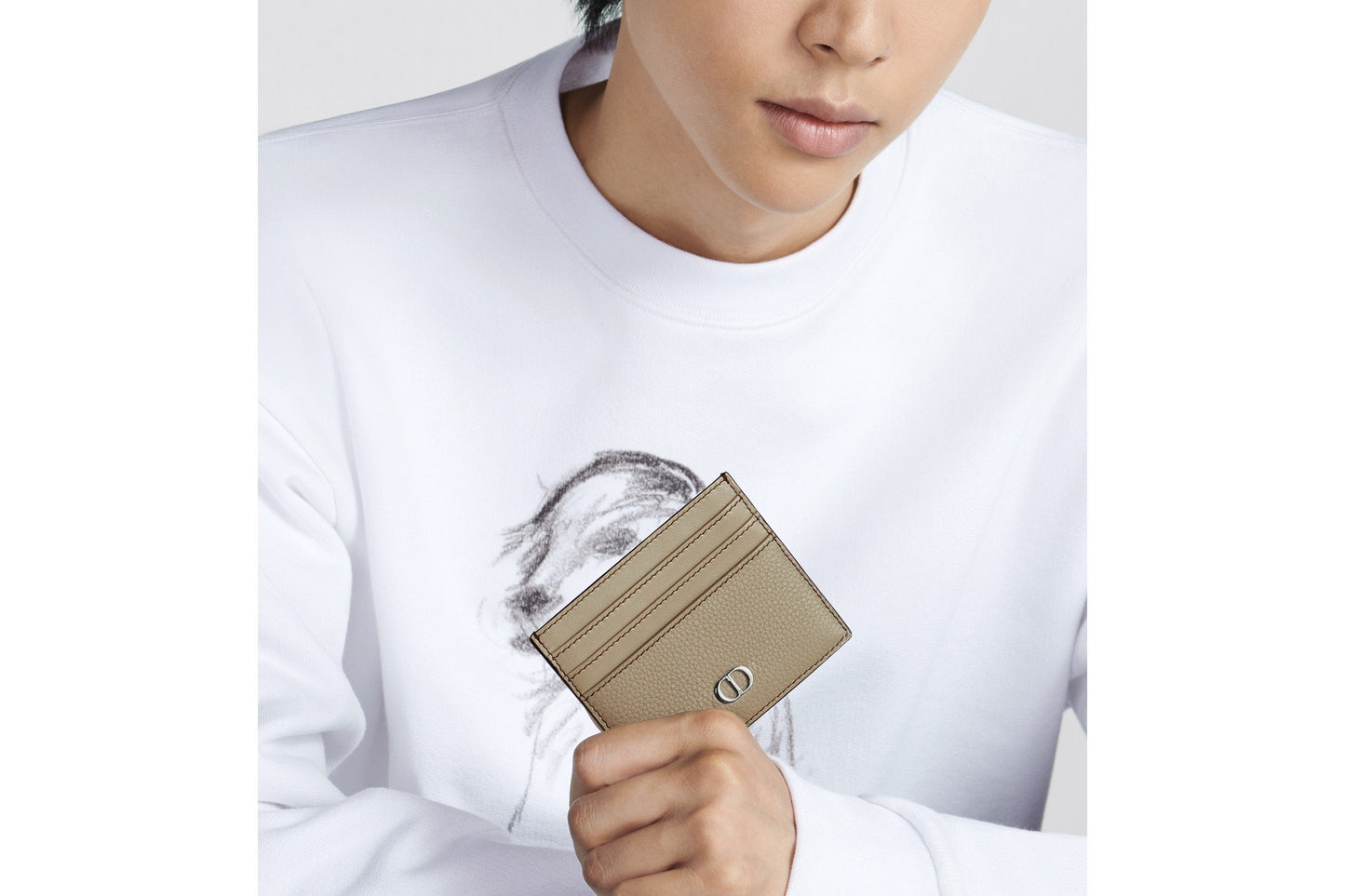 Card Holder • Beige Grained Calfskin with CD Icon Signature