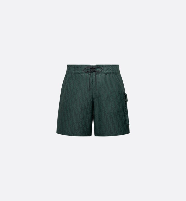 Dior Oblique Swim Shorts • Deep Green Technical Fabric
