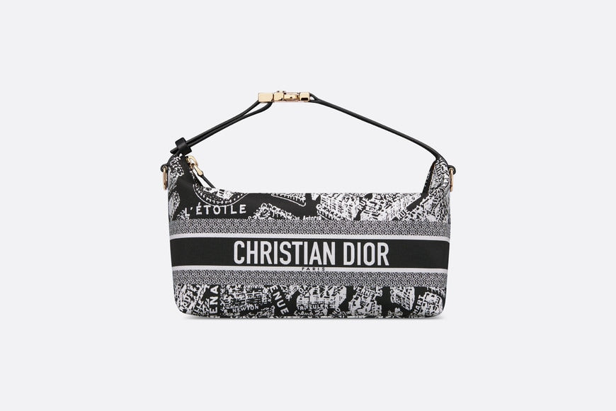 Medium DiorTravel Nomad Pouch • Black and White Technical Fabric with Plan de Paris Motif