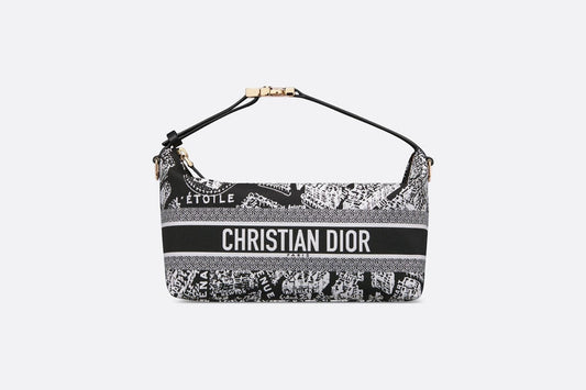 Medium DiorTravel Nomad Pouch • Black and White Technical Fabric with Plan de Paris Motif