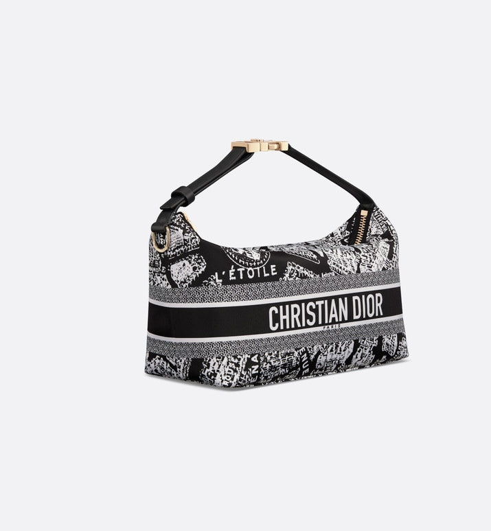 Medium DiorTravel Nomad Pouch • Black and White Technical Fabric with Plan de Paris Motif