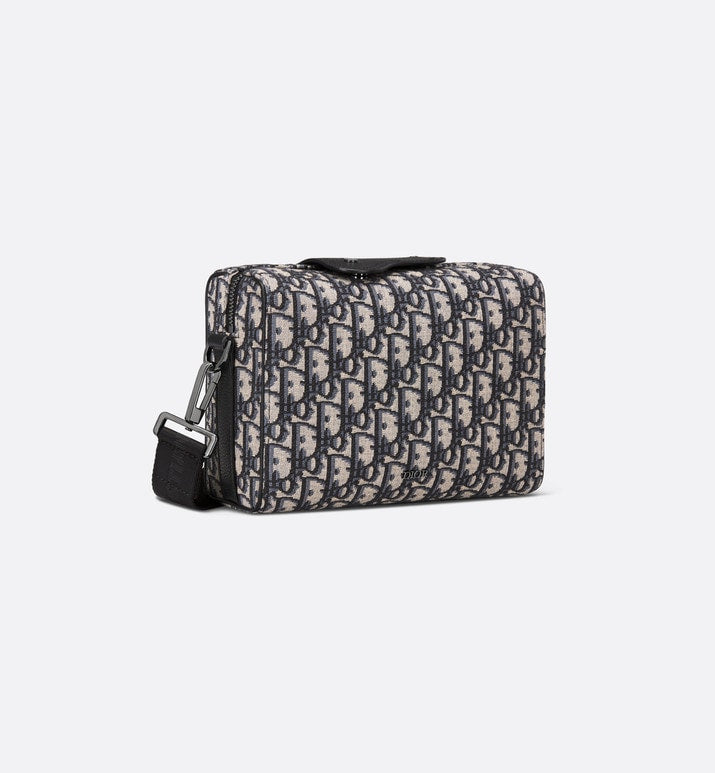 Dior Lingot Pouch • Beige and Black Dior Oblique Jacquard and Black Grained Calfskin