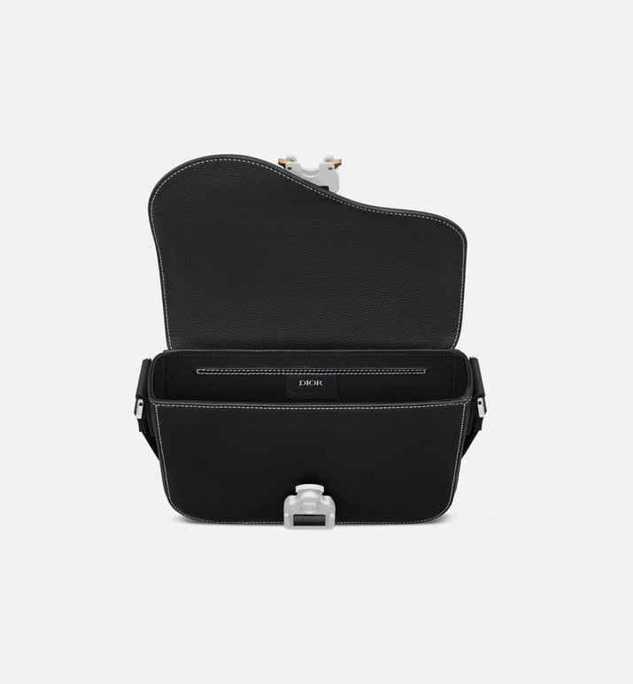 Mini Saddle Bag with Strap • Black Grained Calfskin