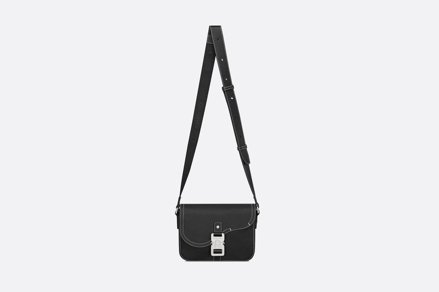 Mini Saddle Bag with Strap • Black Grained Calfskin