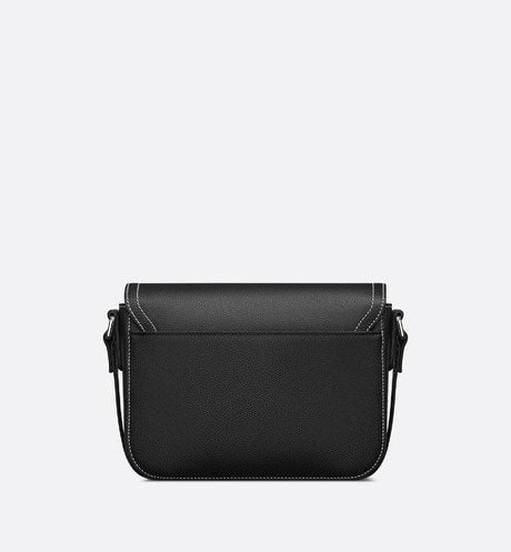 Mini Saddle Bag with Strap • Black Grained Calfskin
