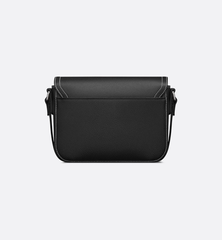 Mini Saddle Bag with Strap • Black Grained Calfskin