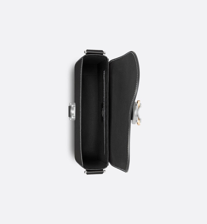 Mini Saddle Bag with Strap • Black Grained Calfskin