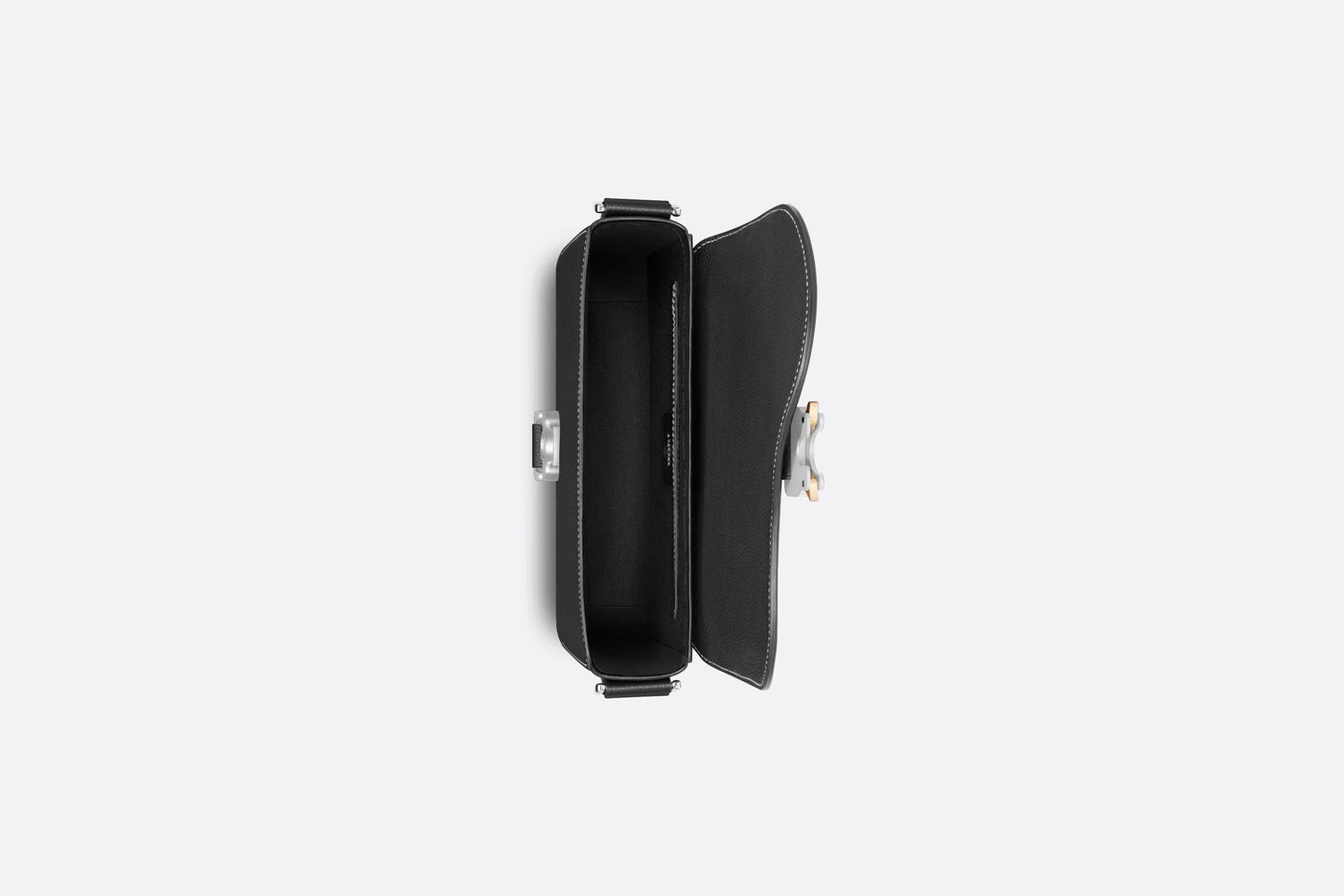 Mini Saddle Bag with Strap • Black Grained Calfskin