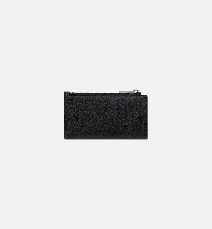 Zipped Card Holder • Black Dior Oblique Jacquard and Grained Calfskin