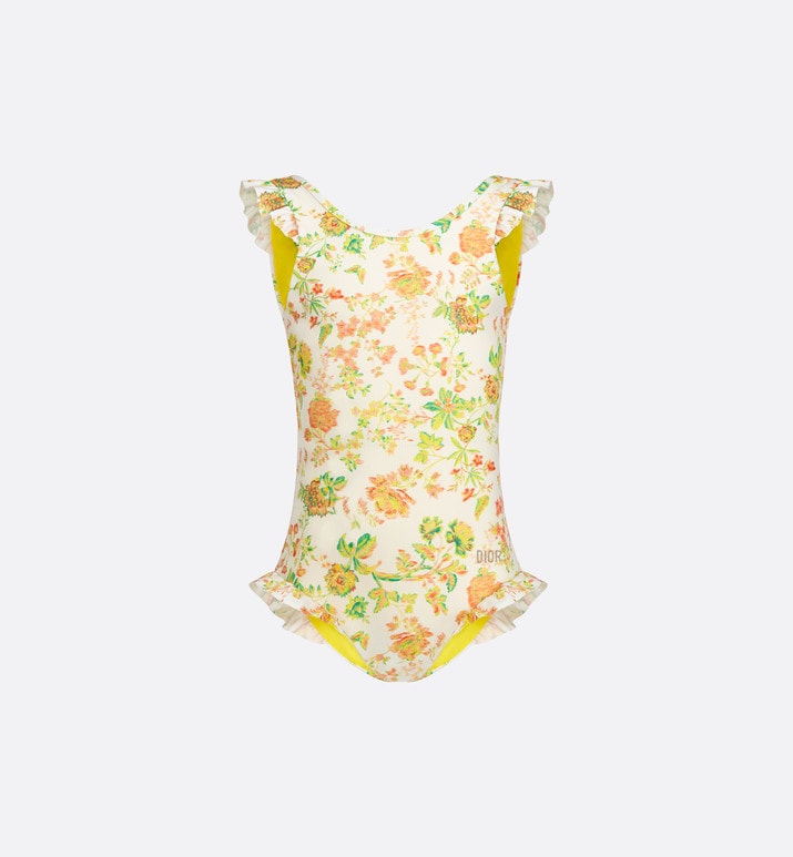 Kid's One-Piece Swimsuit • Technical Fabric with Floral Print