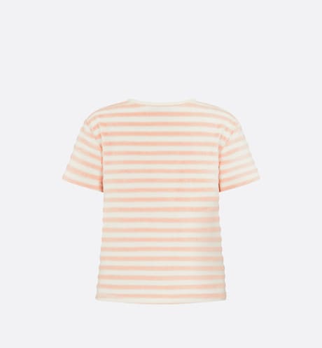 Kid's T-Shirt • Ivory Velvet Jersey Jacquard with Light Coral Pink Stripes
