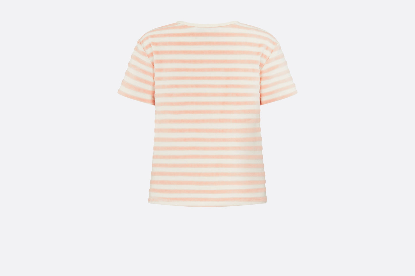 Kid's T-Shirt • Ivory Velvet Jersey Jacquard with Light Coral Pink Stripes