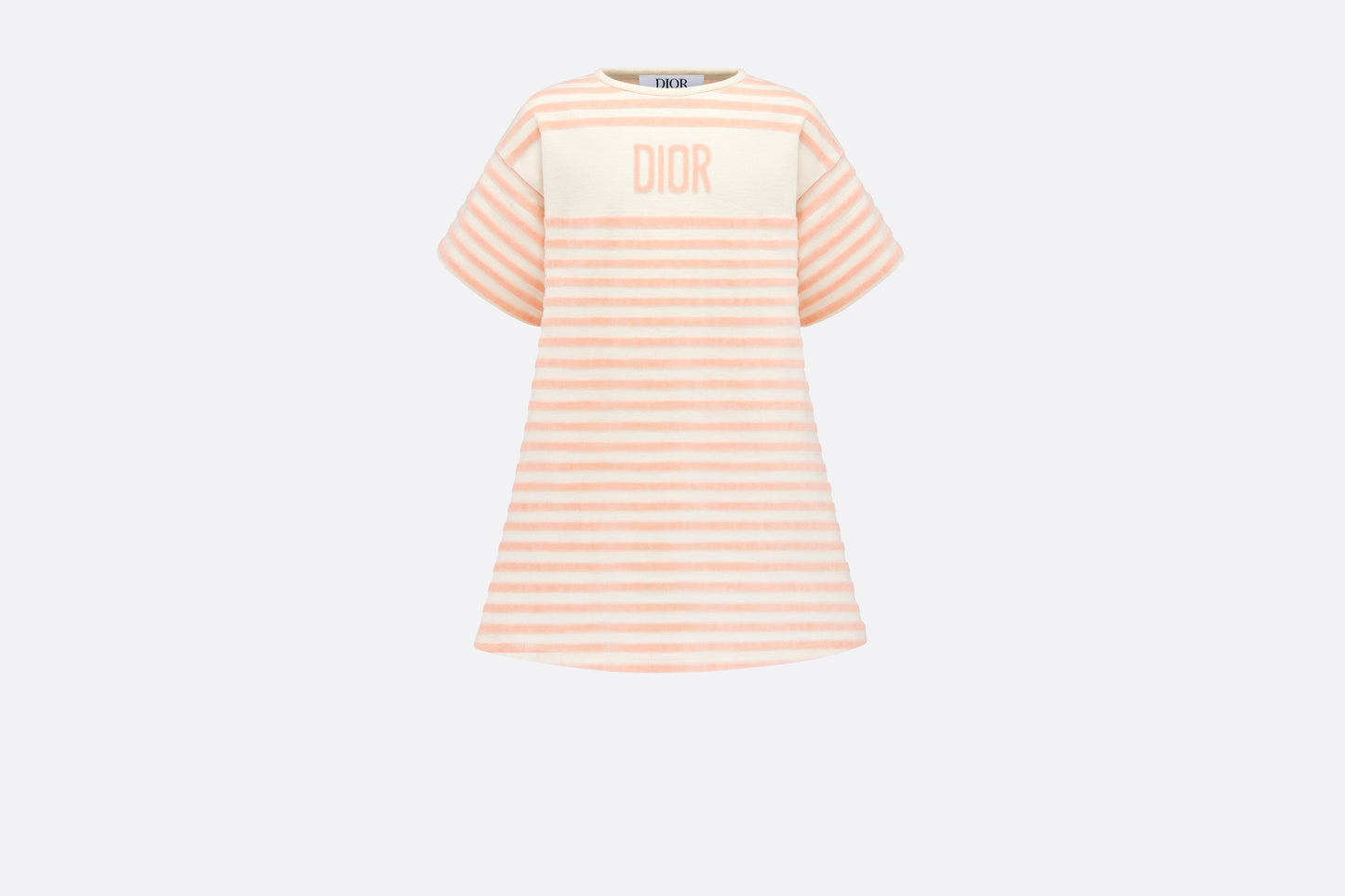 Kid's A-Line Dress • Ivory Velvet Jersey Jacquard with Light Coral Pink Stripes