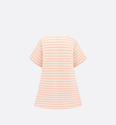 Kid's A-Line Dress • Ivory Velvet Jersey Jacquard with Light Coral Pink Stripes