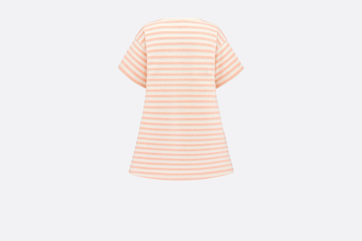 Kid's A-Line Dress • Ivory Velvet Jersey Jacquard with Light Coral Pink Stripes