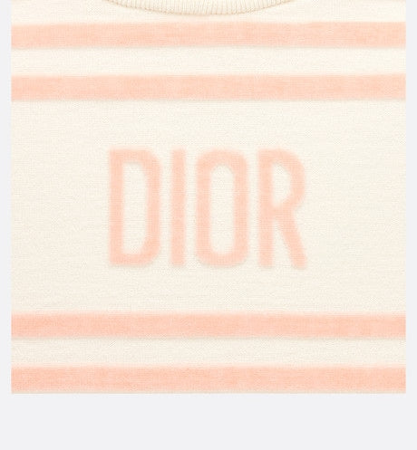 Kid's A-Line Dress • Ivory Velvet Jersey Jacquard with Light Coral Pink Stripes