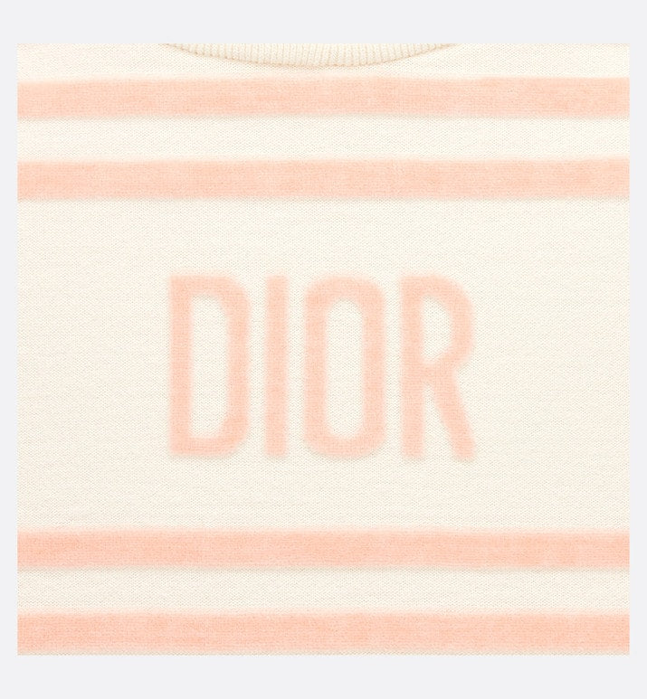Kid's A-Line Dress • Ivory Velvet Jersey Jacquard with Light Coral Pink Stripes