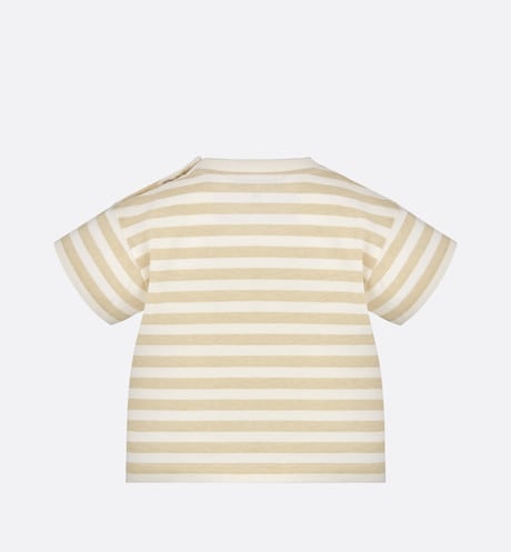 Baby T-Shirt • Ivory Cotton Jersey with Light Beige Stripes