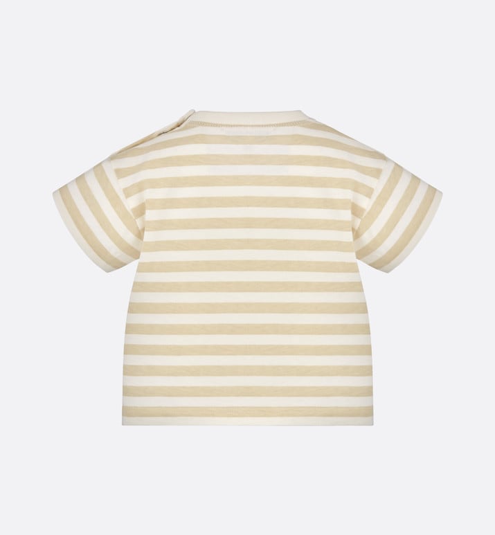 Baby T-Shirt • Ivory Cotton Jersey with Light Beige Stripes