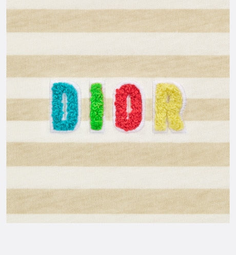 Baby T-Shirt • Ivory Cotton Jersey with Light Beige Stripes