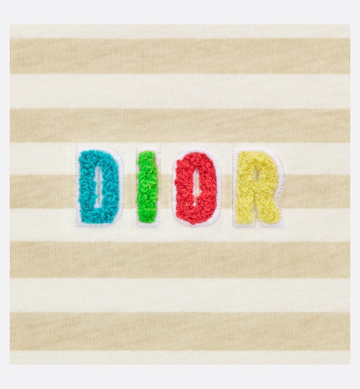 Baby T-Shirt • Ivory Cotton Jersey with Light Beige Stripes