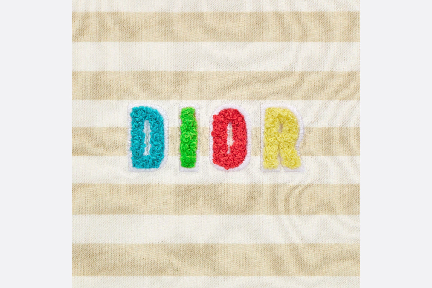 Baby T-Shirt • Ivory Cotton Jersey with Light Beige Stripes