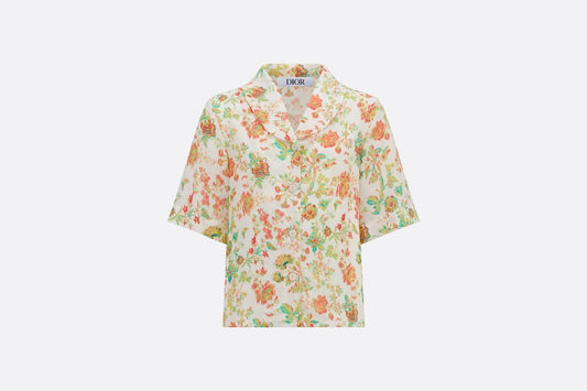 Kid's Short-Sleeved Shirt • Multicolor Voile with Floral Print