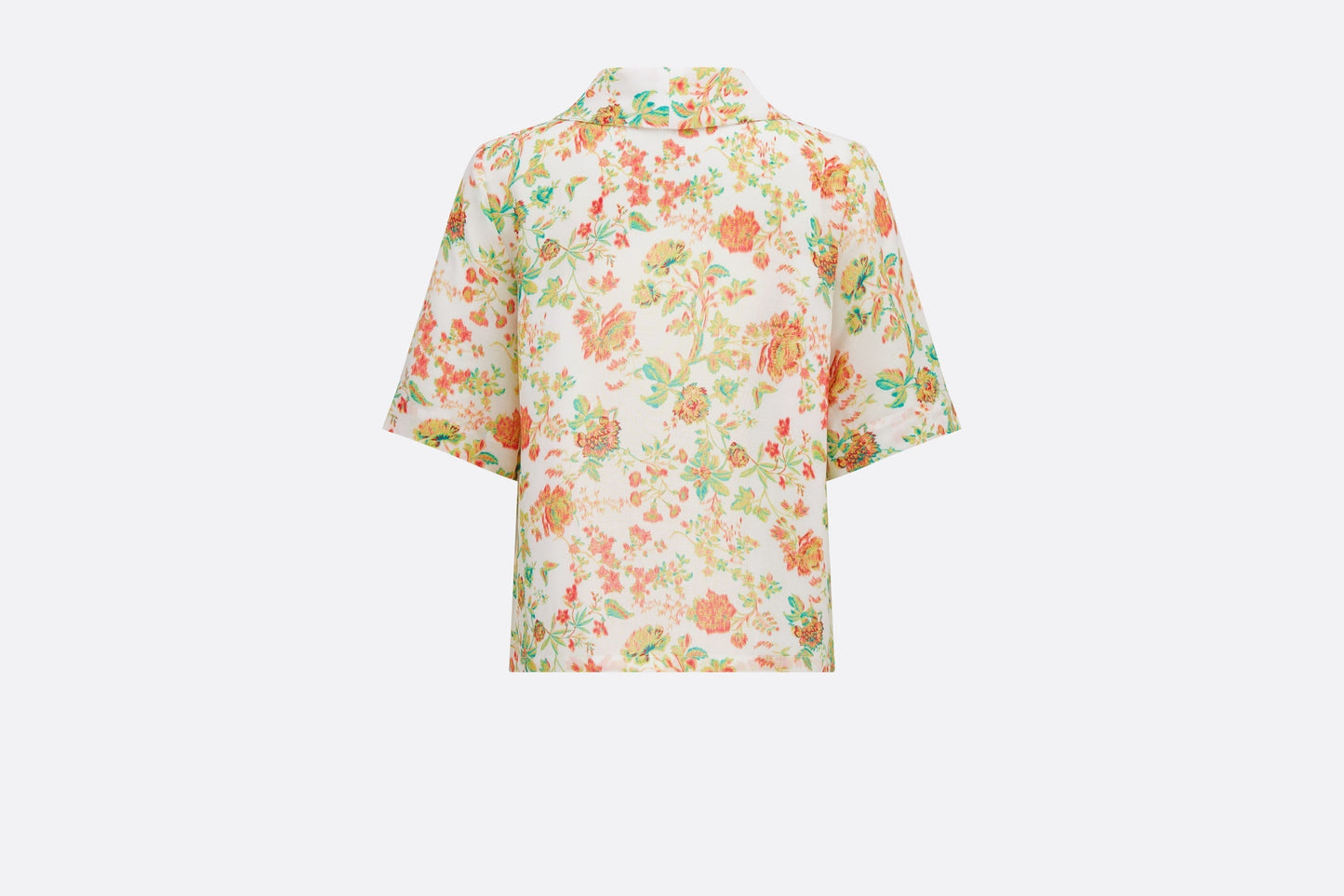 Kid's Short-Sleeved Shirt • Multicolor Voile with Floral Print