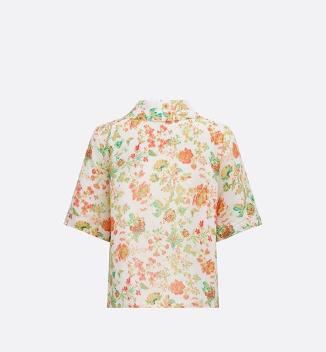 Kid's Short-Sleeved Shirt • Multicolor Voile with Floral Print