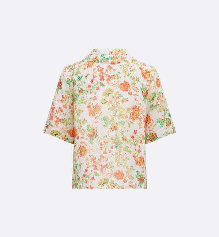 Kid's Short-Sleeved Shirt • Multicolor Voile with Floral Print