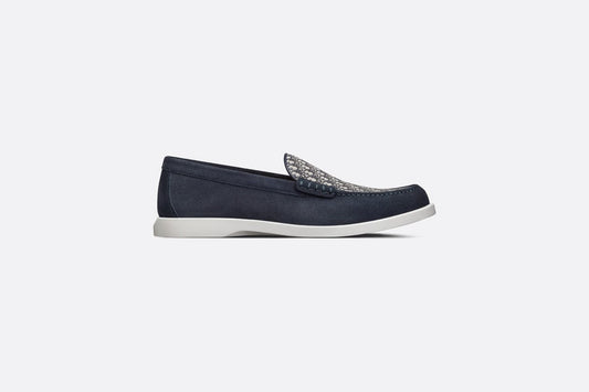 Dior Granville Loafer • Navy Blue Suede with Beige and Black Dior Oblique Jacquard