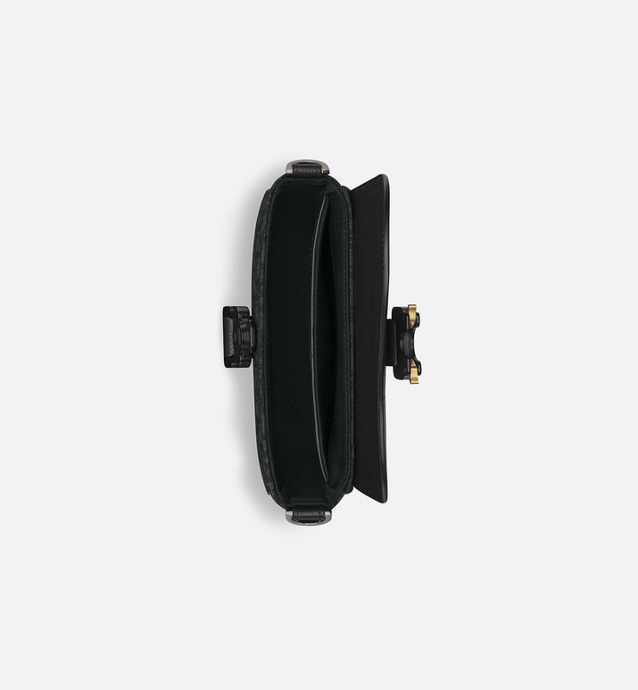 Saddle Pouch with Strap • Black Dior Oblique Jacquard and Grained Calfskin