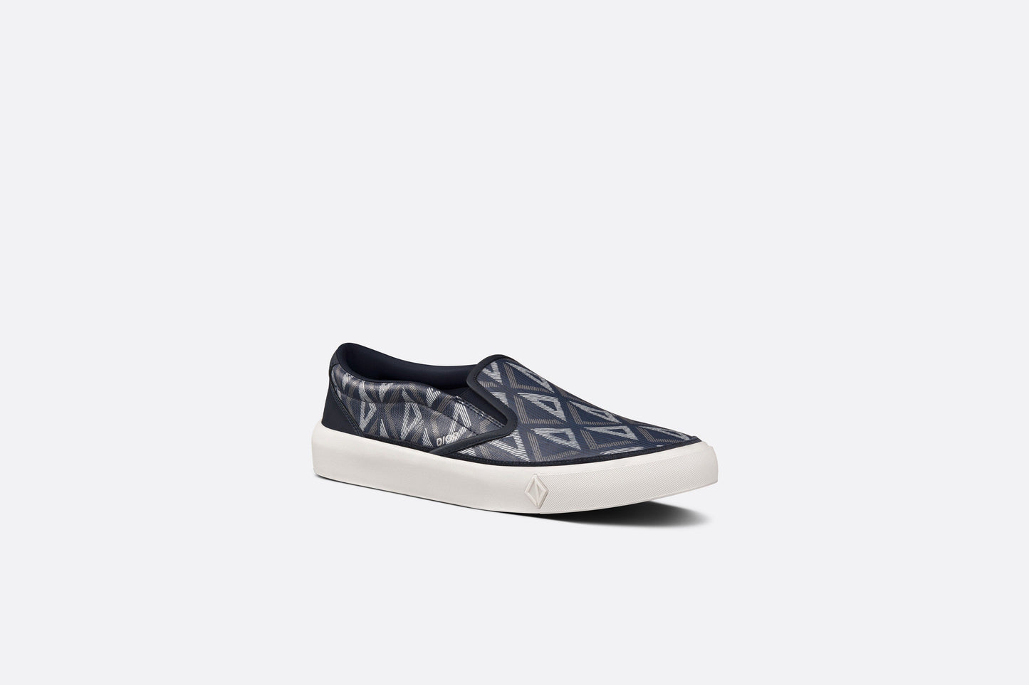 B101 Slip-On Sneaker • Navy Blue CD Diamond Canvas and Smooth Calfskin