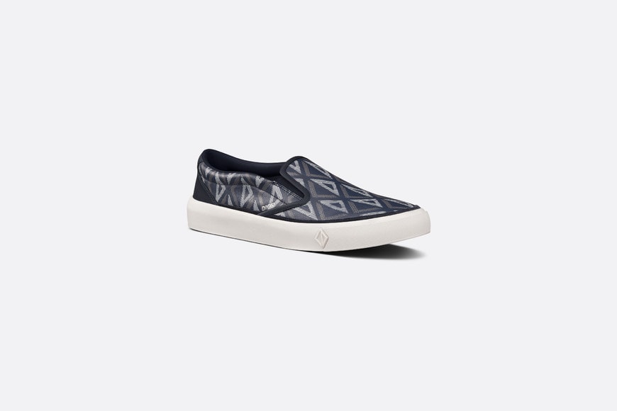 B101 Slip-On Sneaker • Navy Blue CD Diamond Canvas and Smooth Calfskin