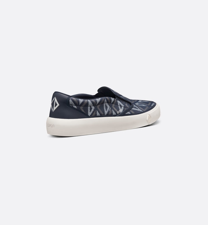 B101 Slip-On Sneaker • Navy Blue CD Diamond Canvas and Smooth Calfskin