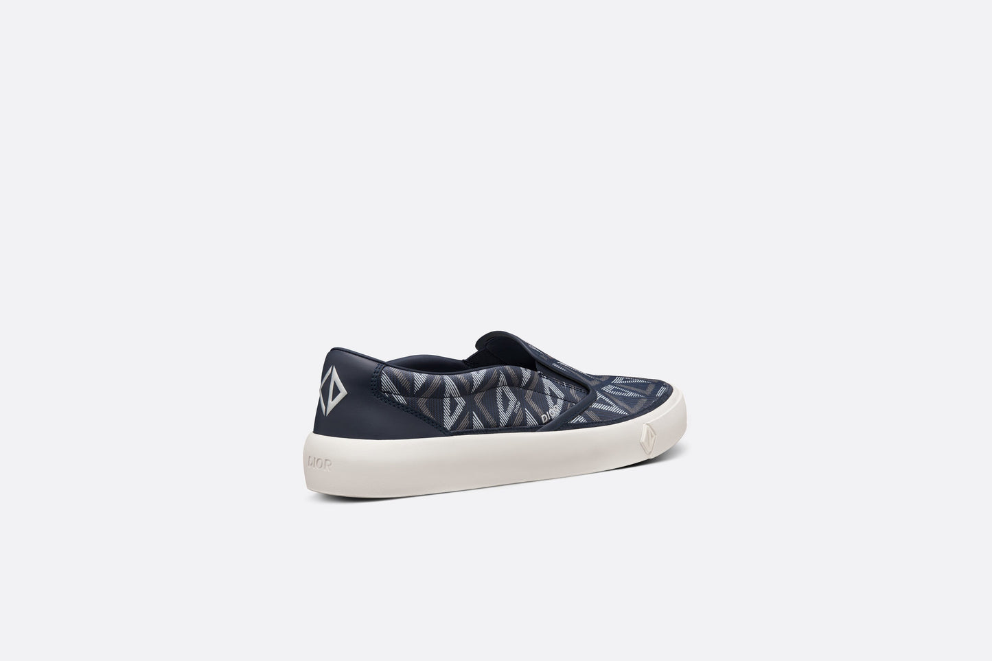 B101 Slip-On Sneaker • Navy Blue CD Diamond Canvas and Smooth Calfskin