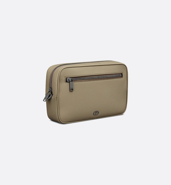 Toiletry Bag • Beige Grained Calfskin with CD Icon Signature