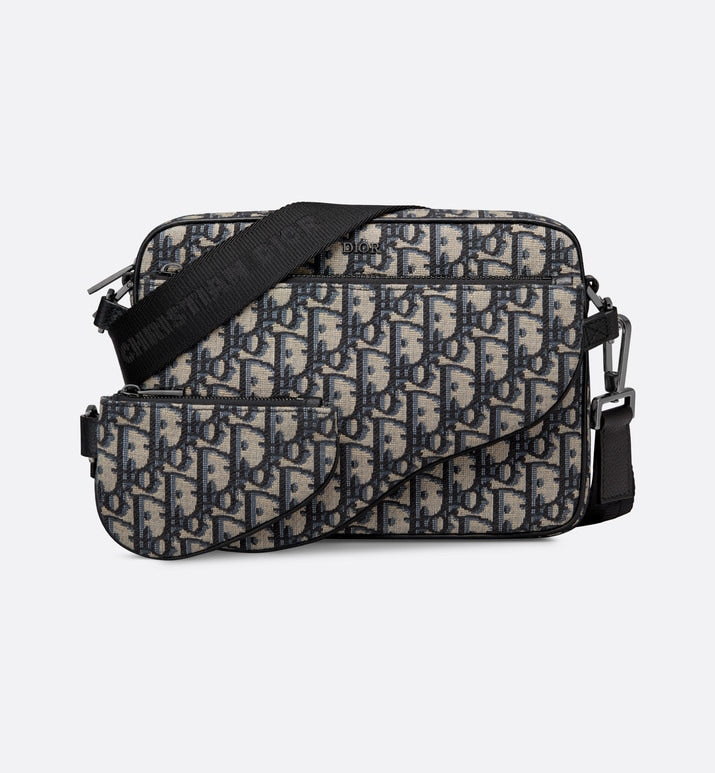 Saddle Triple Pouch • Beige and Black Dior Oblique Jacquard