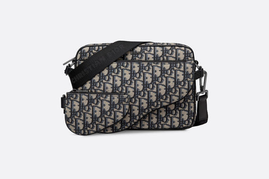 Saddle Triple Pouch • Beige and Black Dior Oblique Jacquard