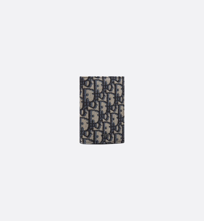 Bi-Fold Card Holder • Beige and Black Dior Oblique Jacquard