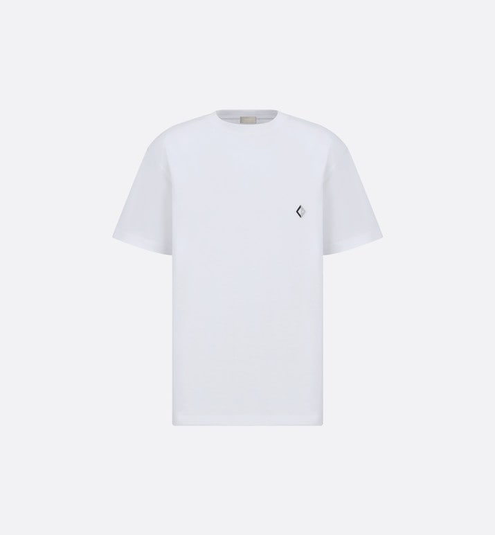 CD Diamond Relaxed-Fit T-Shirt • White Cotton Jersey
