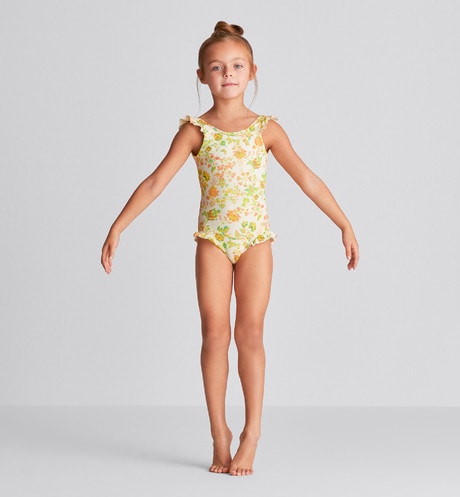 Kid's One-Piece Swimsuit • Technical Fabric with Floral Print