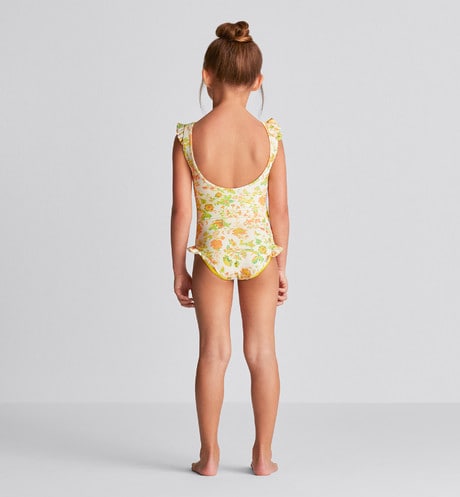 Kid's One-Piece Swimsuit • Technical Fabric with Floral Print